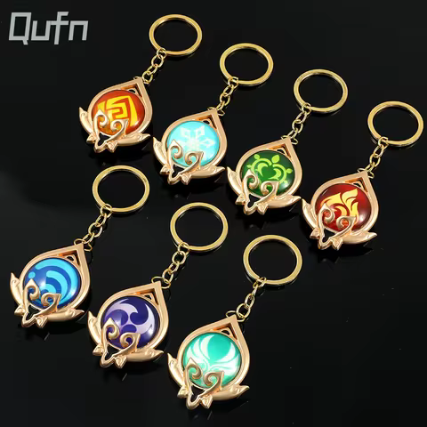 Genshin Impact Account Keychain Anime Game Genshi Impact Vision Element God's Eye for Men Key Chain 