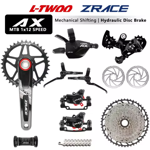 LTWOO AX MTB Hydraulic Disc Brake Set,1x12 Speed Shifter Rear Derailleur,ZRACE Cassette Crankset Cal