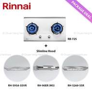 Rinnai RB-72S 2 Burner Stainless Steel Built-In Hob + Slimline Hood (RH-S95A-SSVR, RH-90ER MS, RH-S269-SSR, RH-S309-GBR-T, RH-S329-PBR, RH-S3059-PBW, RH-S259-SSR-T) Package Deal