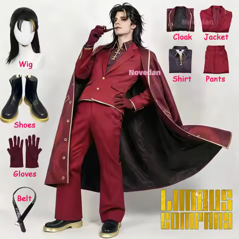 Limbus Company Lei Heng Cosplay Costume Uniform Wig Shoes Cloak Prop Anime Leiheng Outfit Full Set H