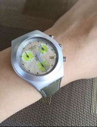 【SWATCH】軍綠色三眼手錶