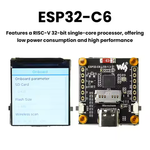 ESP32-C6 LCD Development Board 1.3 inch Display Screen ST7789 240x240 TV SD-Port QST LVGL For Arduin
