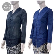 atasan kebaya encim bordir polos lengan panjang / kebaya tradisional - hitam xl