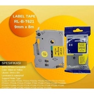 G&G label tape for Brother Label Tape TZE-621 9mm x 8m Black on Yellow TZE621
