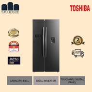 TOSHIBA REFRIGERATOR GR-RS682WE-PMY (06) 591L SIDE BY SIDE DUAL INVERTER FRIDGE