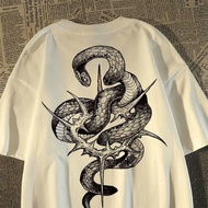 M-5XL European American High Street Snake Print Short Sleeve t-Shirt Summer Dark Retro Large Size Fi