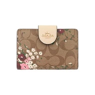 [Coach] COACH wallet (half wallet) FC3773 C3773 Khaki Multi 2 Signature Evergreen Floral Print Medium Corner Zipper Wallet Women [Outlet product] [Brand]