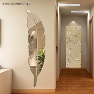 strongaromonyu DIY Feather Plume 3D Mirror Wall Sticker Living Room Art Home Decor Vinyl Decal EN