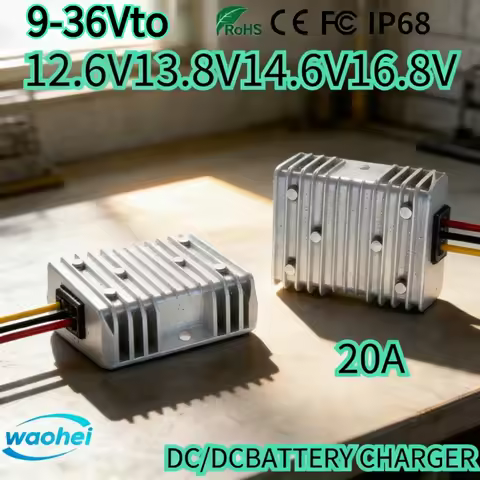 9-36V to 12.6V 13.8V 14.6V 16.8V 20A Power Converter DC DC Dual-battery System Lead-acid Batteries f