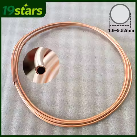 2m 5m T2 Soft Copper Coil Pipe OD 1.6 1.7 1.8 1.9 2 2.2 2.5 3 4 5 6 7 8 9mm Copper Round Tube for Re