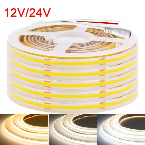 Waterproof COB LED Strip Light 12V 24V 3000K 4000K 6000K IP67 Flexible Led Tape 480LEDs/m 5m 10m 20m