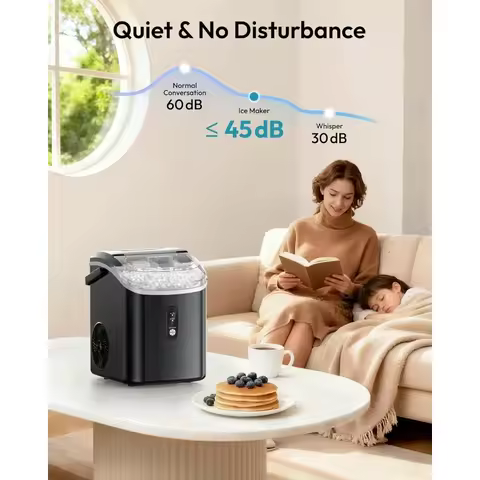 New Best Deal US Shipping Countertop Nugget Ice Maker with Handle 6 Minutes 38lbs Per Day Self Clean