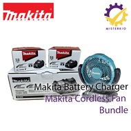 Bundle - Makita Battery Charger 18V LXT BL1830B BL1850B DC18RC DC18RE with Battery Operated Cordless Fan DCF102Z