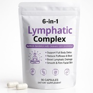 6 in 1 Lymphatic Complex Capsules – Lymphatic drainage with Burdock, Dande, Kelp Cleavers for Reduce