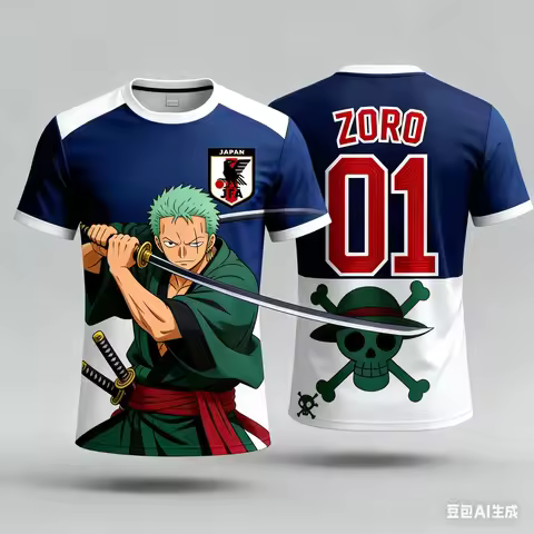 2025 Japan One Piece Luffy Football Jersey T-shirt Mans Football Special Jersey Adult Men's Quick-Dr