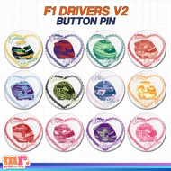 F1 DRIVERS V2 BUTTON FORMULA ONE F1 DRIVER BUTTON PIN 2