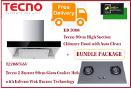 TECNO HOOD AND HOB BUNDLE PACKAGE FOR ( KD 3088 &amp; T 2288TGSV) / FREE EXPRESS DELIVERY