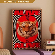 Wall paintings,Tiger Poster, 70s Poster, Animation Poster, Aesthetic Art, Red Wall Art, Trendy Art, 