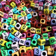 (200pcs) Colorful Dice Number Beads