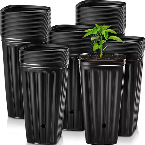 10/25Pcs Tree Shoots Pots Plastic Deep Nursery Tree Pot 7.8inch Flower Plant Vegetables Container Po