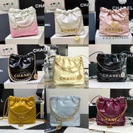 Chanel 23s New Style mini 22bag Pearl Bag Bucket Bag 24K Cowhide Mini 22bag Hollow Mini Trash Bag mi