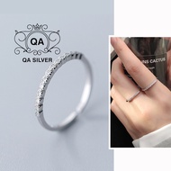 Nhẫn bạc 925 khảm đính dải đá nam nữ tối giản S925 MINIMAL QA SILVER Ring RI180307