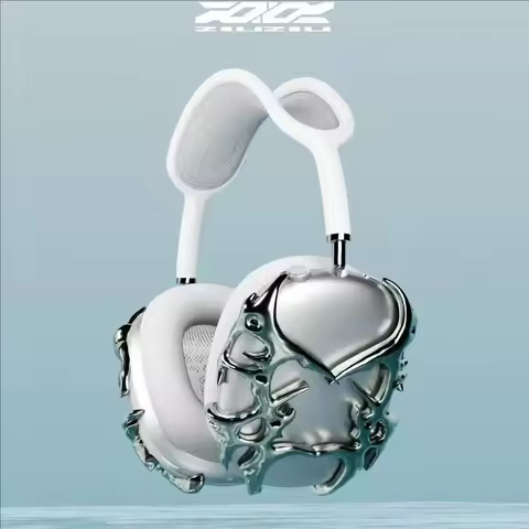 Bright silver AirPods Max 3D printed Earphone Case Accessory for AirPods Max