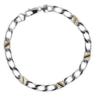 蒂芬妮 (Tiffany & Co.) 復古扁平鏈節手鍊，925 純銀和 18K 黃金材質。男女皆宜。 [二手]