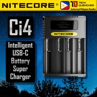 Nitecore Ci4 USB-C Battery Charger - Four Slot Super Intelligent Charger - Fast Charge Mode QC PD
