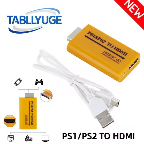 TABLLYUGE PS1/PS2 to HDMI-compatible Adapter Audio Video Converter Up to 1080P Output For Monitor Pr