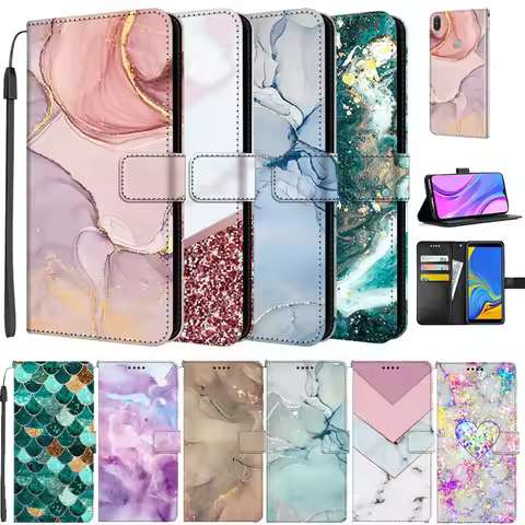 Marble Leather Case For Samsung Galaxy J2 J3 J4 J5 J6 J7 Pro Plus Prime 2015 2016 2017 Flip Cover St