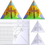 Tenceur 36 Pcs Easter Cross 3D Paper Craft DIY Bible Supplies 1 John 3: 16 Bible Verse Christian Kid