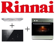 RINNAI RH-S95A-SSVR 90CM SLIMLINE HOOD + RINNAI RB-7012H-CB 2 ZONE INDUCTION HOB WITH TOUCH CONTROL + RINNAI RBO-5CSI 61L STAINLESS STEEL BUILT-IN OVEN
