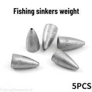 5pcs 3.5g~20g Bullet-Shaped Lead Sinker Through Heart Lure Fishing Lead Sinker Fishing Lead Sinker A