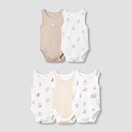 Babyshop Juniors Round Neck Bodysuit with Snap Button Closure - Cotton - Sleeveless - Set of 5