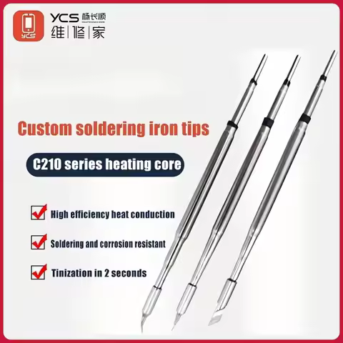 YCS C210 Series Soldering Iron Tips For T210/T26 Soldering Station Handle Mobile Phone PCB IC Repair