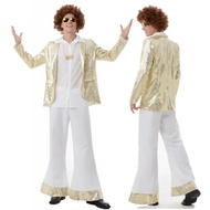 § Hippie Costumes For Male Vintage 70S 80S Rock Disco Cosplay Outfits Carnival Halloween Party Sia