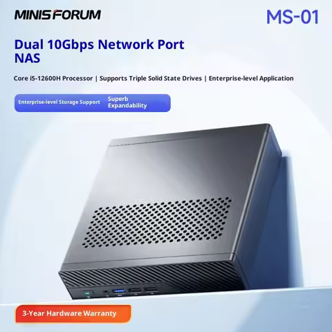 MS-01 12th Gen Intel i5-12600H Mini PC High Performance Quiet Mini Desktop Computer Dual 10Gbe NAS Q
