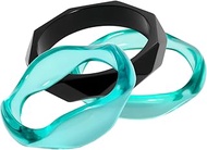 Handmade Resin Bangle Bracelet Set of 3 – Eclipse Enchantment Set in Jet Black and Bermuda Green | A
