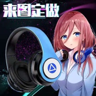 หูฟังบลูทูธแบบพับได้ 2D สไตล์อนิเมะ Nakano Miku สำหรับโทรศัพท์มือถือ wamsley.ma-TH