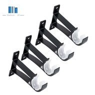 4 Pack Single Curtain Rod Brackets for Drapery Rod Aluminum Alloy Heavy Duty Curtain Rod Holders (Black)