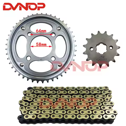 Motorcycle Front Rear Sprocket Chain 428H 122L 15T/45T for Honda WH125-11 SDH125-51 CBF125 CBF 125