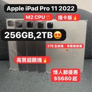 （😻情人節優惠😻）電子之家，Apple iPad專家/Apple iPad Pro 11吋 2022 M2/插卡版/256GB,2TB/黑色,星光色🩶/完美機,全新機/歡迎dm查詢❤️‍🔥❤️‍🔥