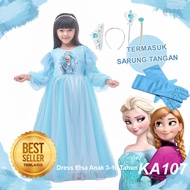 Dress Elsa Frozen Anak 10 Tahun Import SET AKSESORIS Mahkota Dress Anak Import Anna Elsa Terbaru Mew