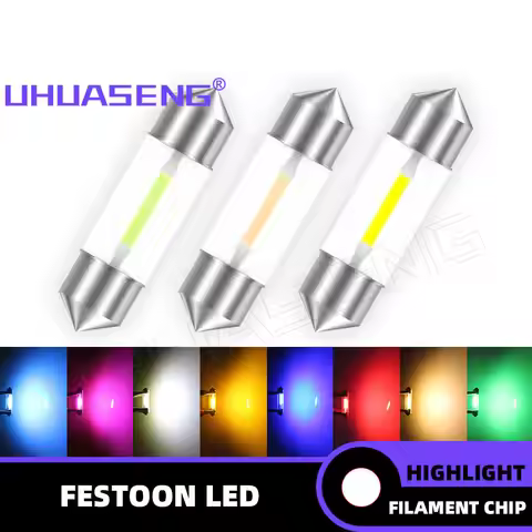 UHUASENG 10/50PCS 6V 12V 24V Led C5W C10W Bulb 31 mm 31mm Festoon 36mm 39mm 41mm 28mm Lamp Warm Whit