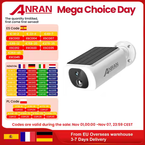 ANRAN 2K Solar Security Camera 3/5MP Outdoor Wireless 2.4G WIFI Camera Battery Cam Floodlight Color