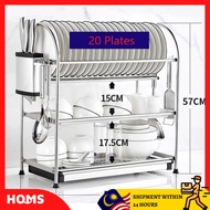 HOMS 304 Stainless Steel Dish Rack Rack Pinggan Rak Dapur Kitchen Dish Drainer Storage Rack with Acc