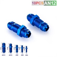 AN12 AN-12 MALE THREAD STRAIGHT BULKHEAD FLARE BLUE ALUMINUM ANODIZED FITTING