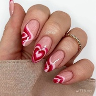 Popular Ice Transparent Sweetheart Wearing Nails Long ins Style High-End Nails Cute Fake Nails y2k Y
