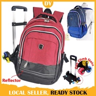 Trolley School Backpack Primary Student Bag Removable 6 Wheels | Beg Sekolah Roda